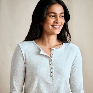 Orvis XS Ribbed Long Sleeve Henley Heathered Grey